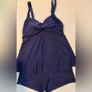 Tankini Swimsuit. XXL Dark Navy Blue.